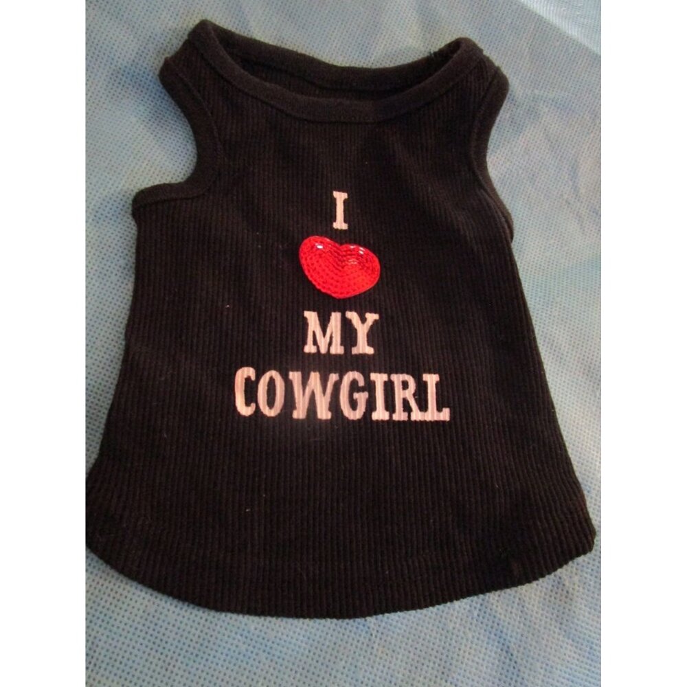 NWOT I Love My Cowgirl Black Tank Dog Puppy Pet Shirt XS Extra Small
